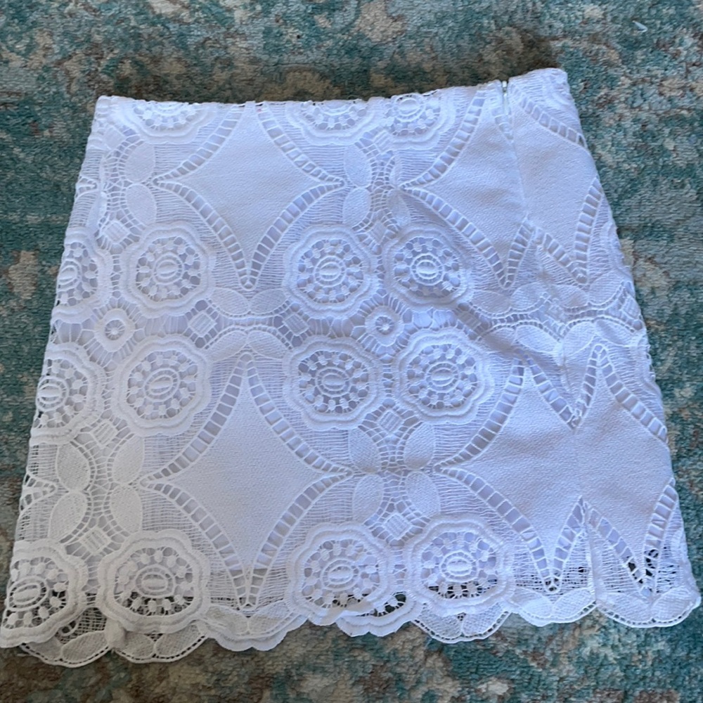 Addeline white lace skirt